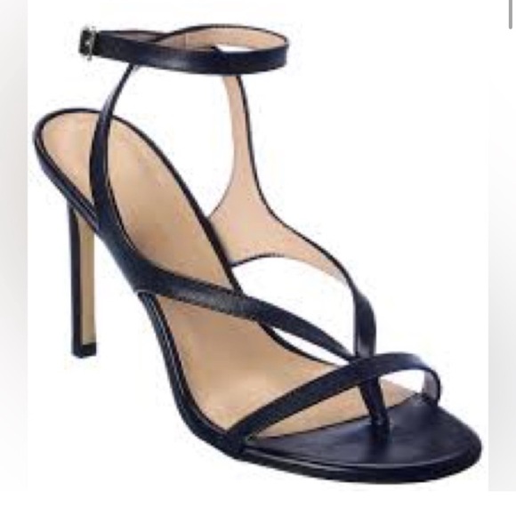 Stuart Weitzman Align 95 Patent Leather Sandals Black 7.5 Heels NWT - Picture 1 of 8